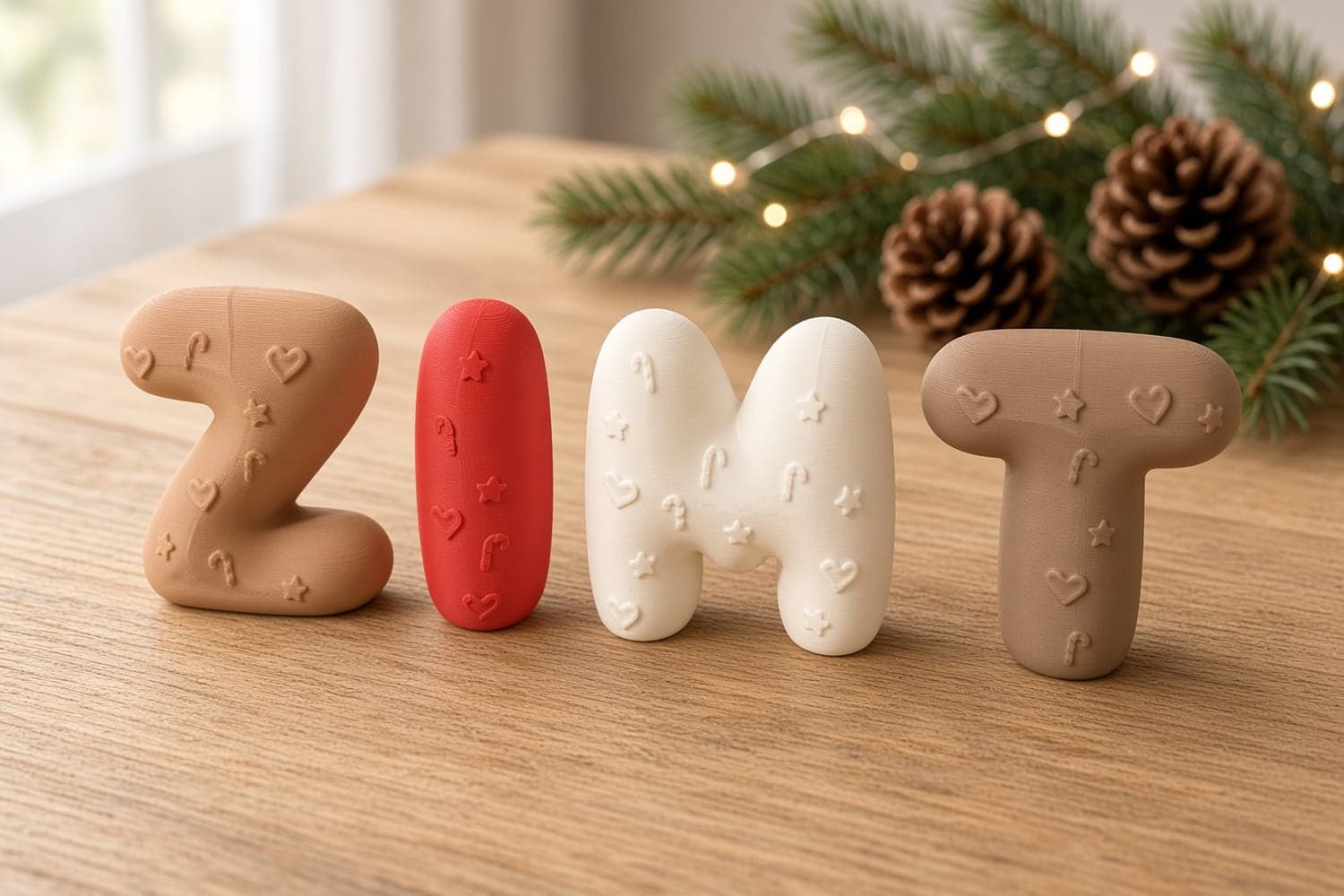 Weihnachtsbuchstaben: dein Wort mit Weihnachtsmotiven